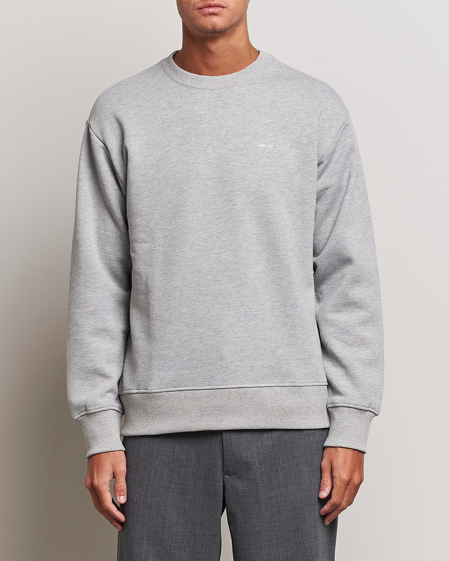 Herren | Graue Sweatshirts | NN07 | Briggs Logo Crew Neck Sweatshirt Light Grey Melange