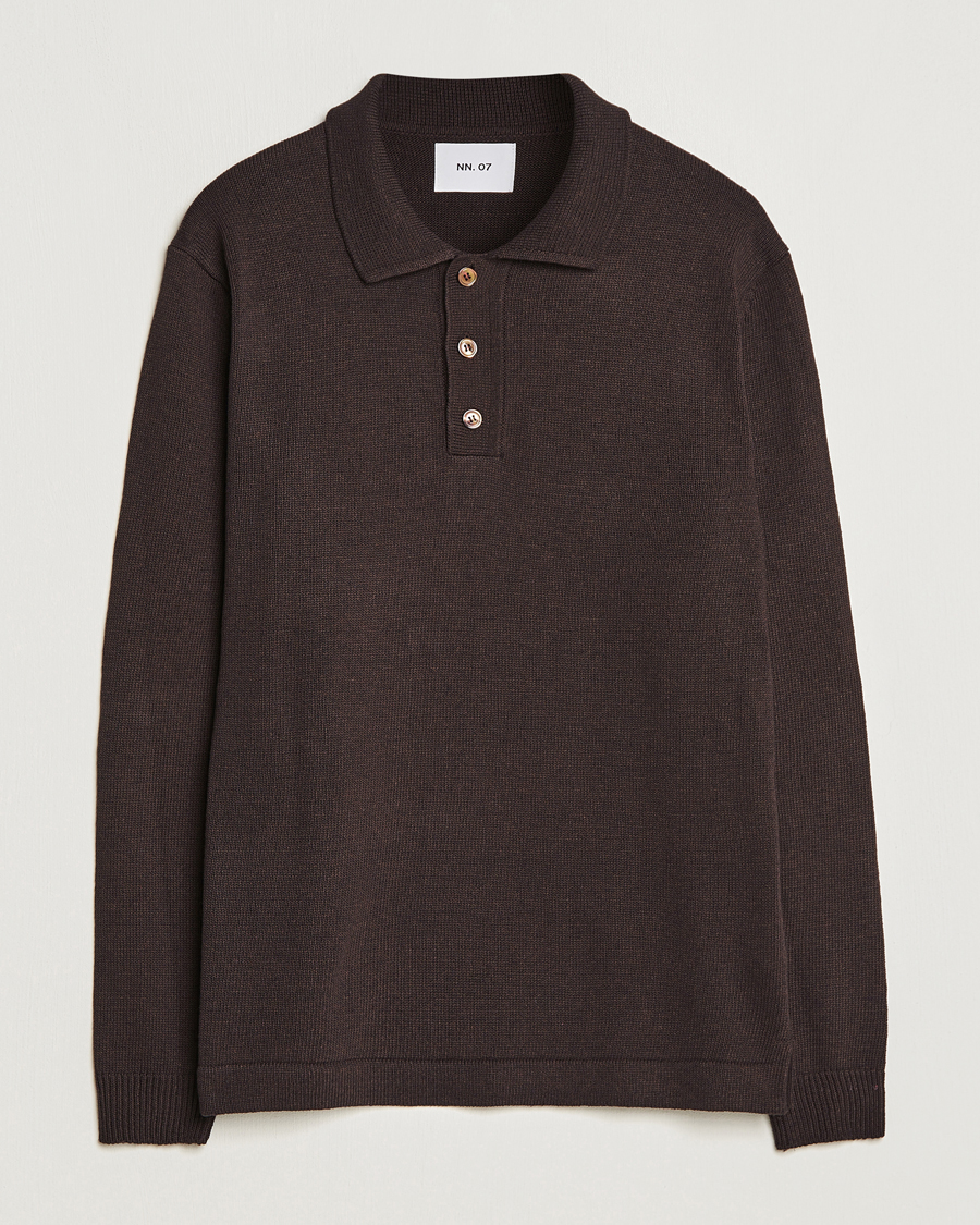 Herren | Pullover | NN07 | Vito Knitted Polo Demitasse Brown