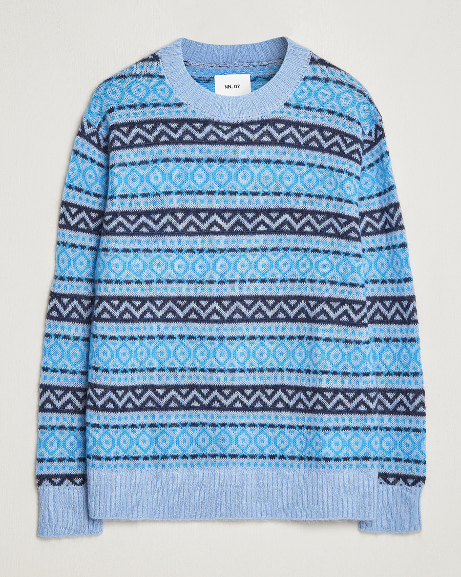 Herren | Weihnachtspullover | NN07 | Grant Wool Fairisle Sweater Light Blue