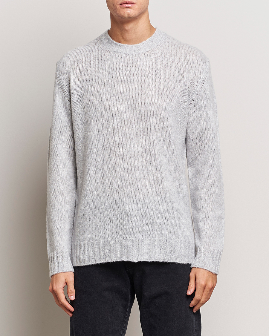 Herren | Pullover | NN07 | Lee Brushed Wool Crew Neck Light Grey Melange