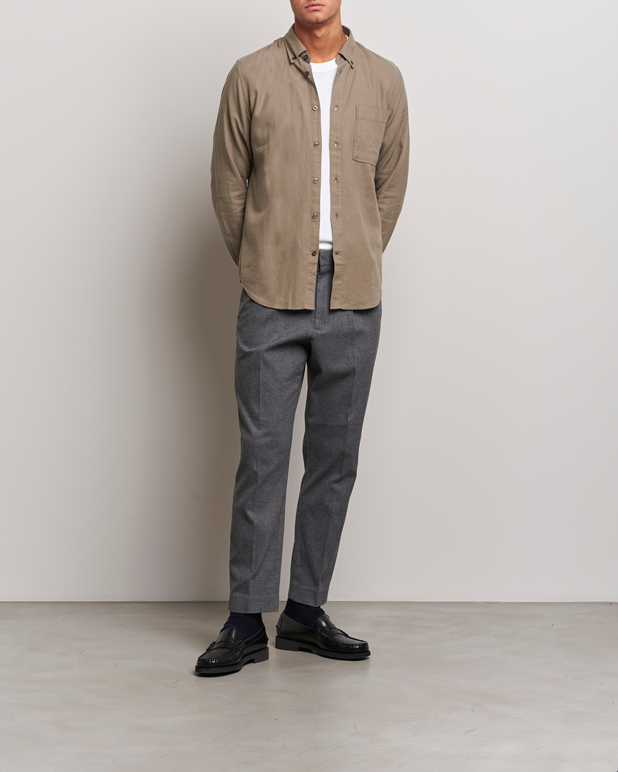 Herren | Hemden | NN07 | Arne Brushed Flannel Shirt Dark Clay
