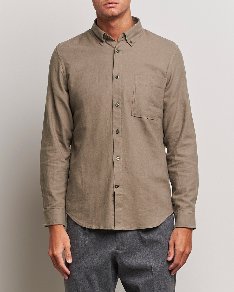 Herren |  | NN07 | Arne Brushed Flannel Shirt Dark Clay