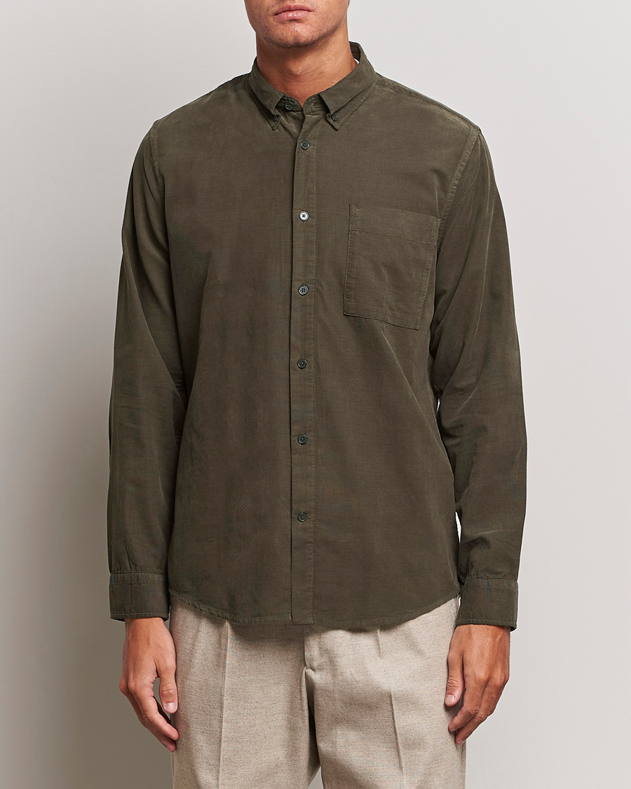 Herren | Hemden | NN07 | Arne Baby Cord Shirt Dark Army