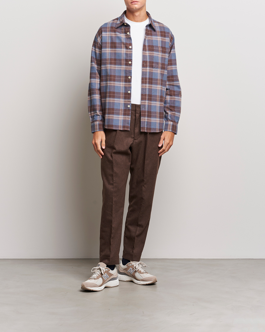 Herren | Hemden | NN07 | Deon Brushed Flannel Checked Shirt Brown/Blue