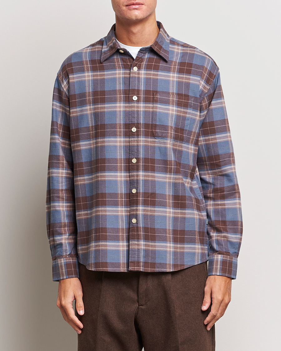 Herren | Hemden | NN07 | Deon Brushed Flannel Checked Shirt Brown/Blue