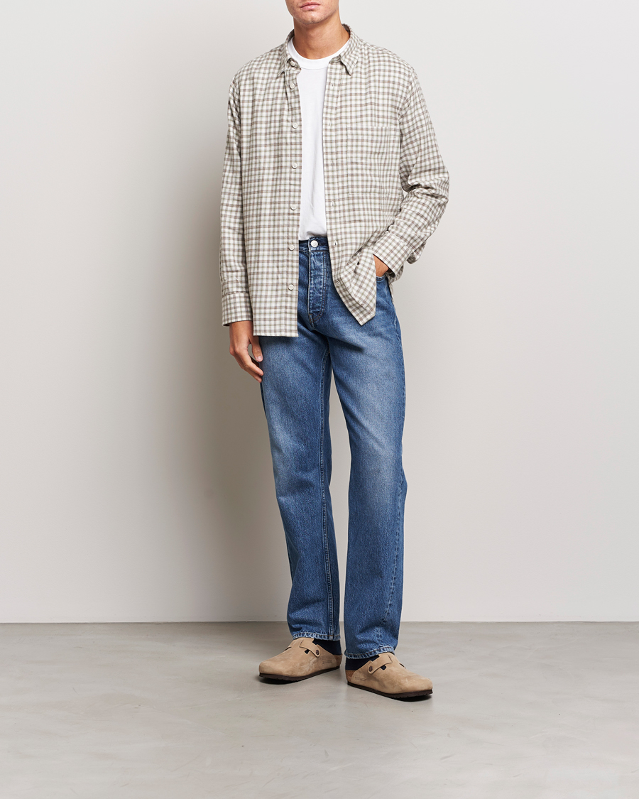 Herren | Hemden | NN07 | Cohen Brushed Flannel Checked Shirt Green/Cream