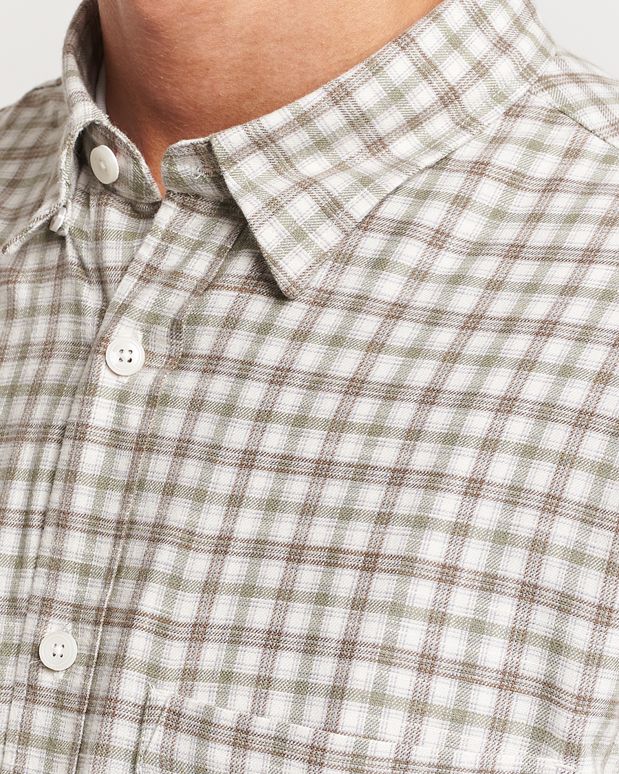 Herren | Hemden | NN07 | Cohen Brushed Flannel Checked Shirt Green/Cream