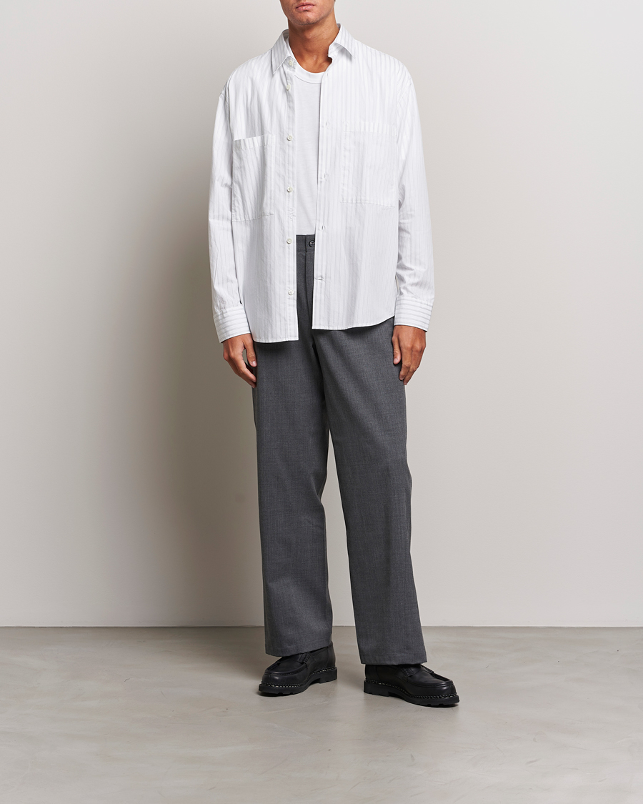 Herren | Hemden | NN07 | Freddie Poplin Striped Shirt White/Black