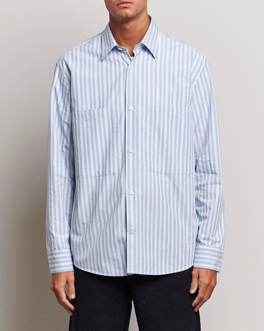 Herren |  | NN07 | Freddie Poplin Striped Shirt Blue/White