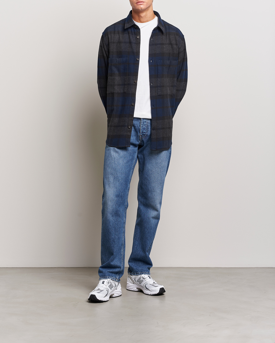 Herren | Hemden | NN07 | Freddie Checked Overshirt Navy/Grey