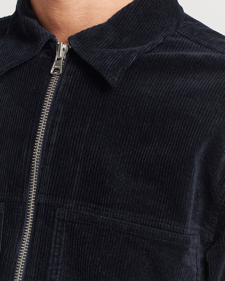 Herren | Hemden | NN07 | Isak Full Zip Corduroy Overshirt Navy Blue