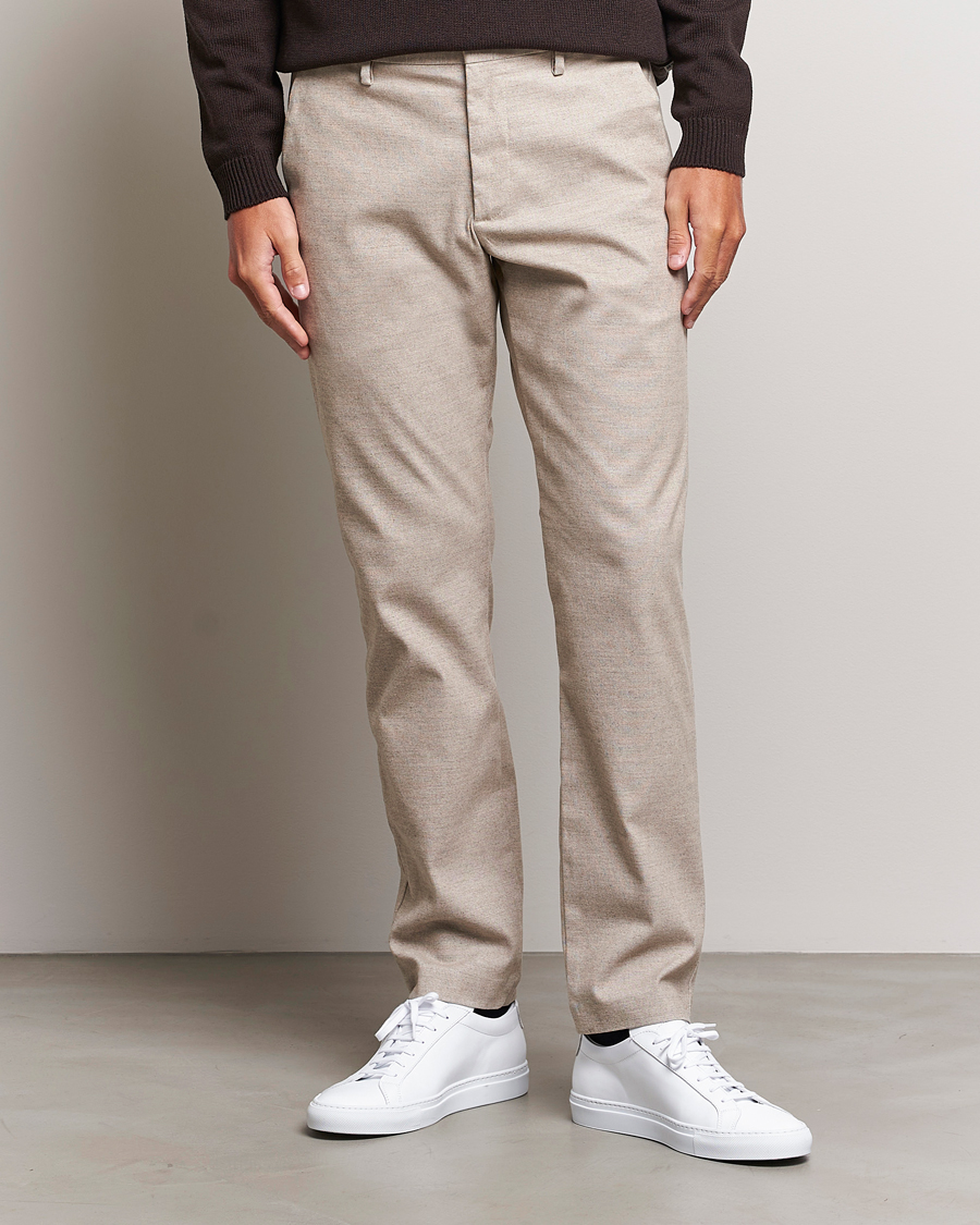 Herren |  | NN07 | Theo Regular Fit Structured Stretch Chinos Cement Melange