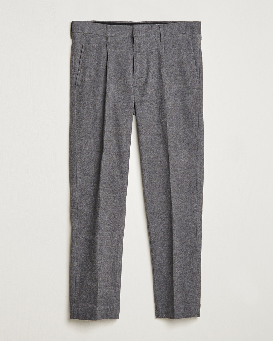 Herren | Hosen | NN07 | Bill Pleated Structured Trousers Grey Melange