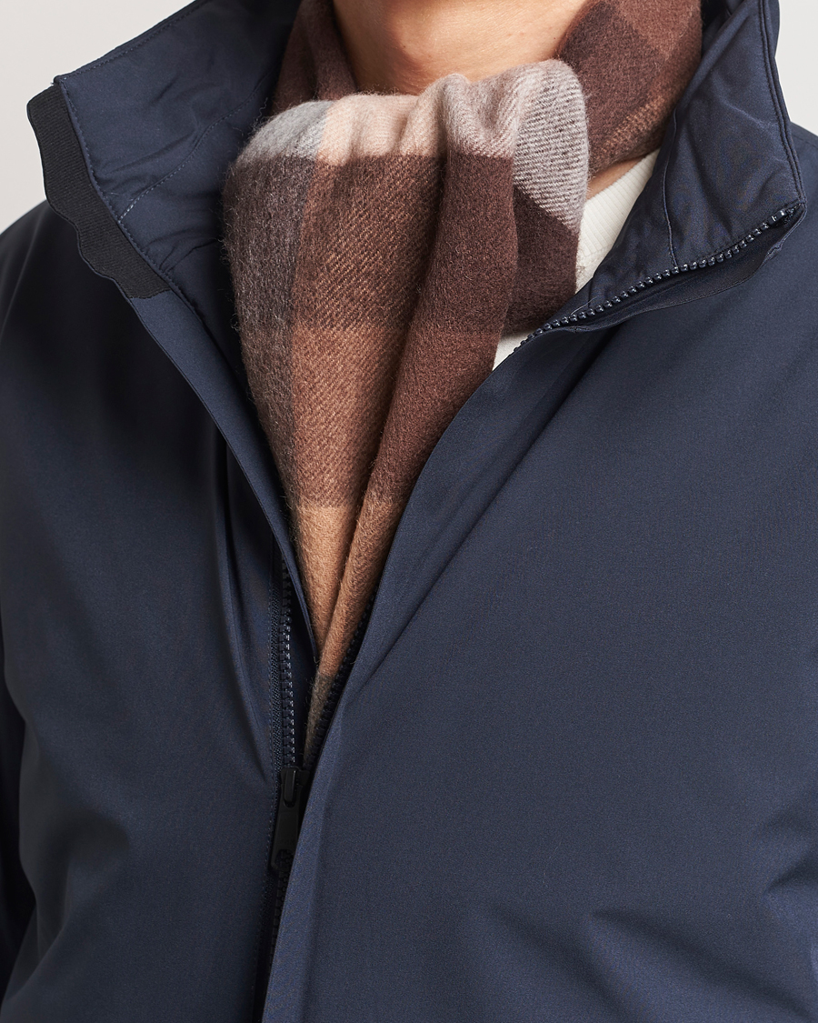 Herren | Schals | Amanda Christensen | Merino Wool Block Check Scarf Brown Multi