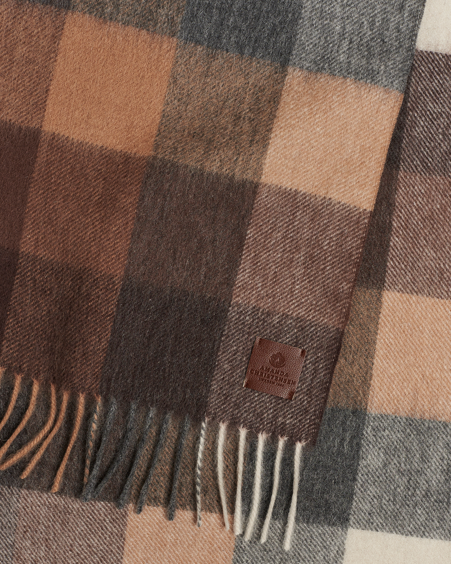 Herren | Amanda Christensen Merino Wool Block Check Scarf Brown Multi | Amanda Christensen | Merino Wool Block Check Scarf Brown Multi