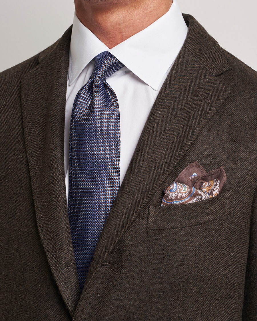 Herren |  | Amanda Christensen | Box Set Silk 8 cm Paisley Tie And Pocket Square Brown