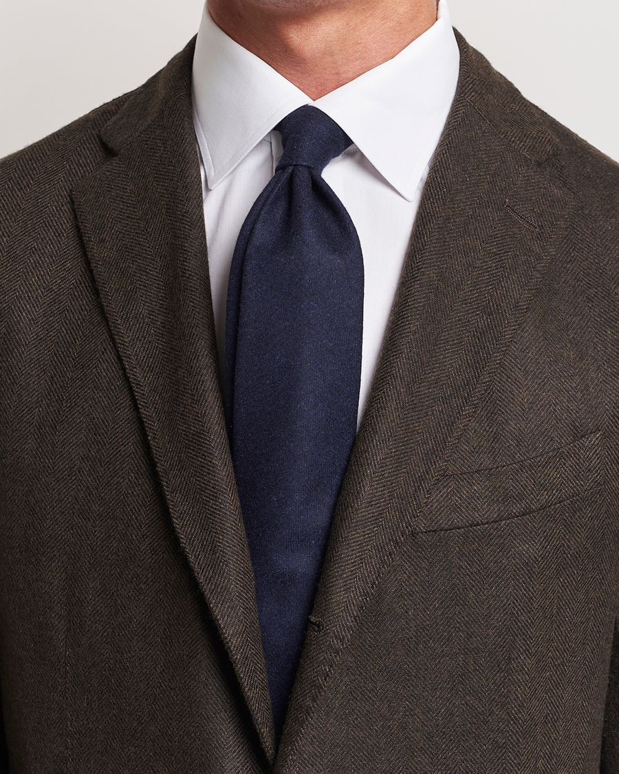 Herr |  | Amanda Christensen | Wool Flannel 8cm Tie Navy