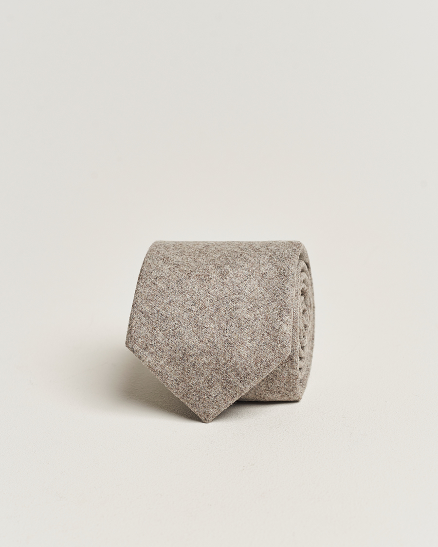 Herren | Amanda Christensen Wool Flannel 8cm Tie Beige Melange | Amanda Christensen | Wool Flannel 8cm Tie Beige Melange