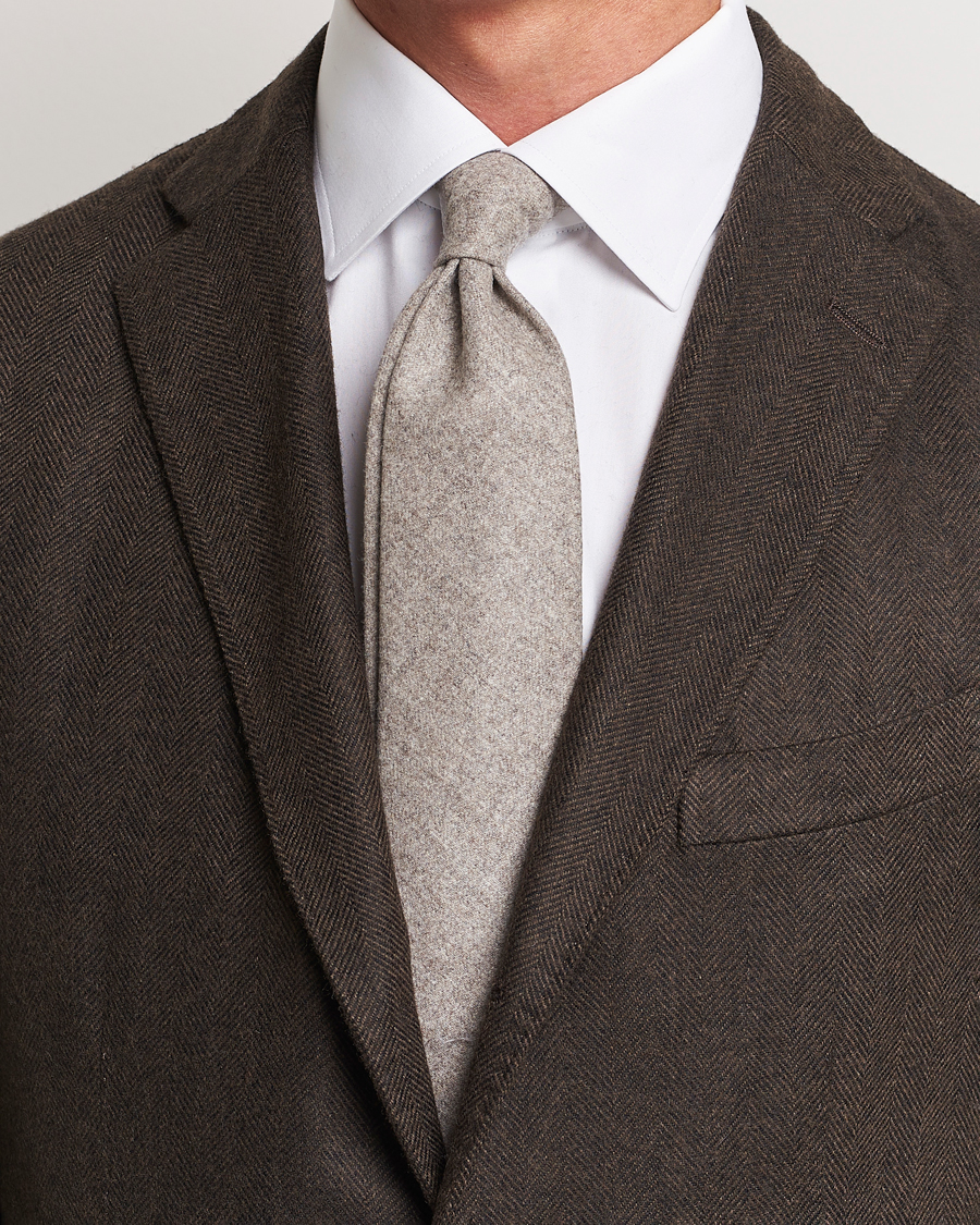 Herren | Amanda Christensen Wool Flannel 8cm Tie Beige Melange | Amanda Christensen | Wool Flannel 8cm Tie Beige Melange