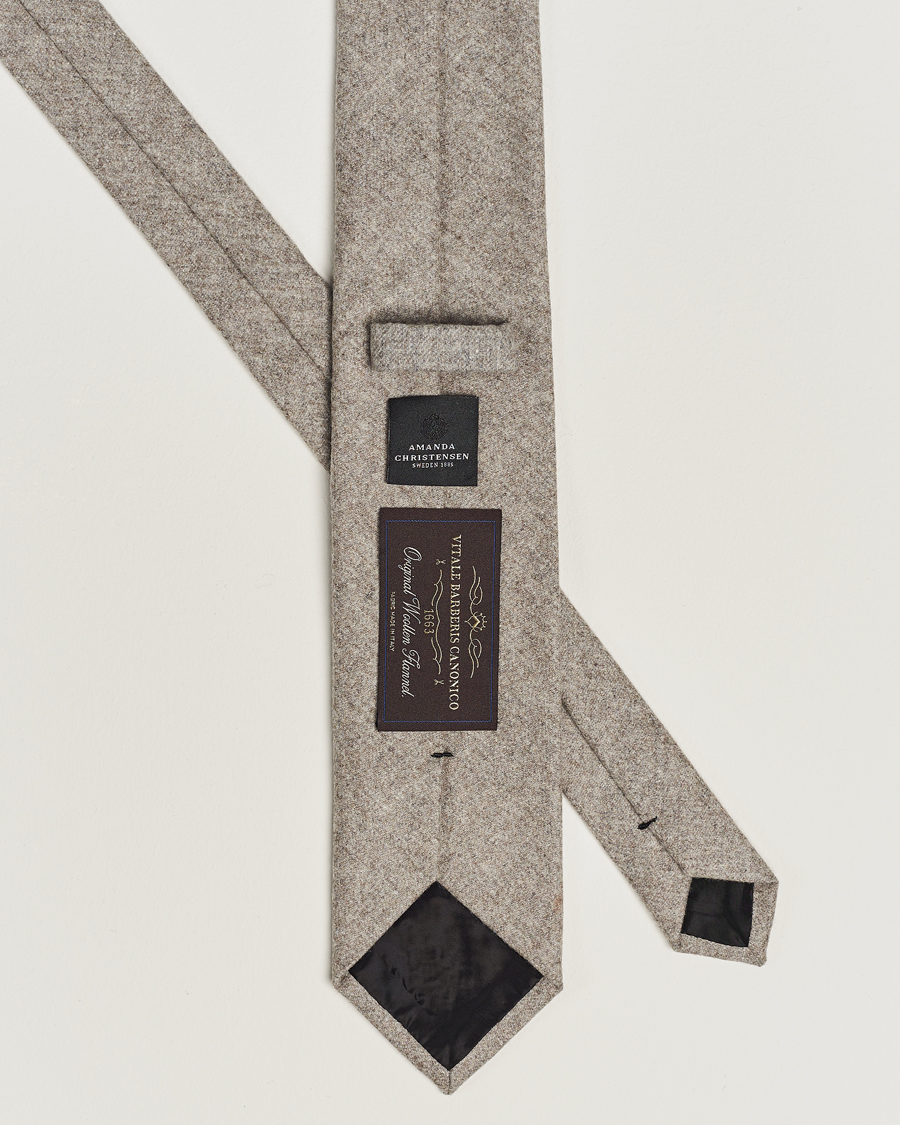 Herren | Amanda Christensen Wool Flannel 8cm Tie Beige Melange | Amanda Christensen | Wool Flannel 8cm Tie Beige Melange