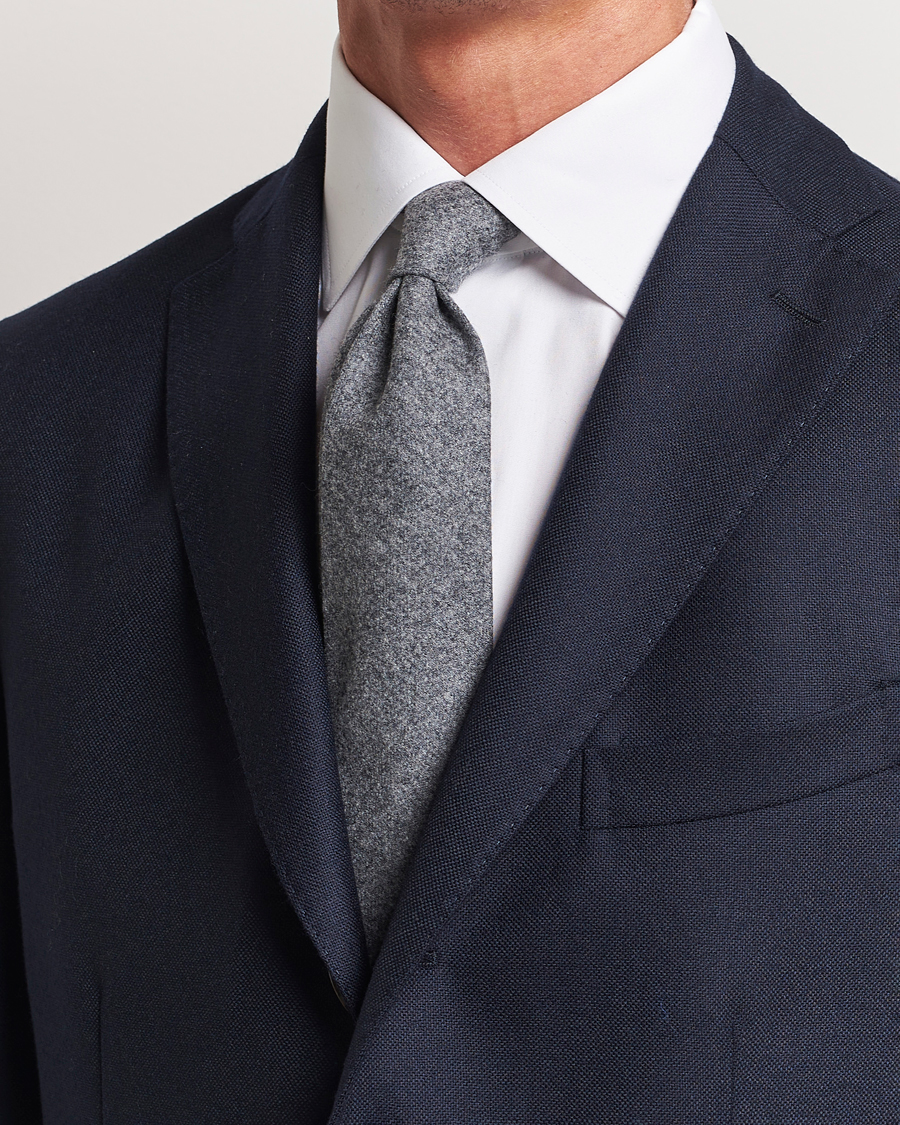 Herren | Amanda Christensen Wool Flannel 8cm Tie Grey Melange | Amanda Christensen | Wool Flannel 8cm Tie Grey Melange