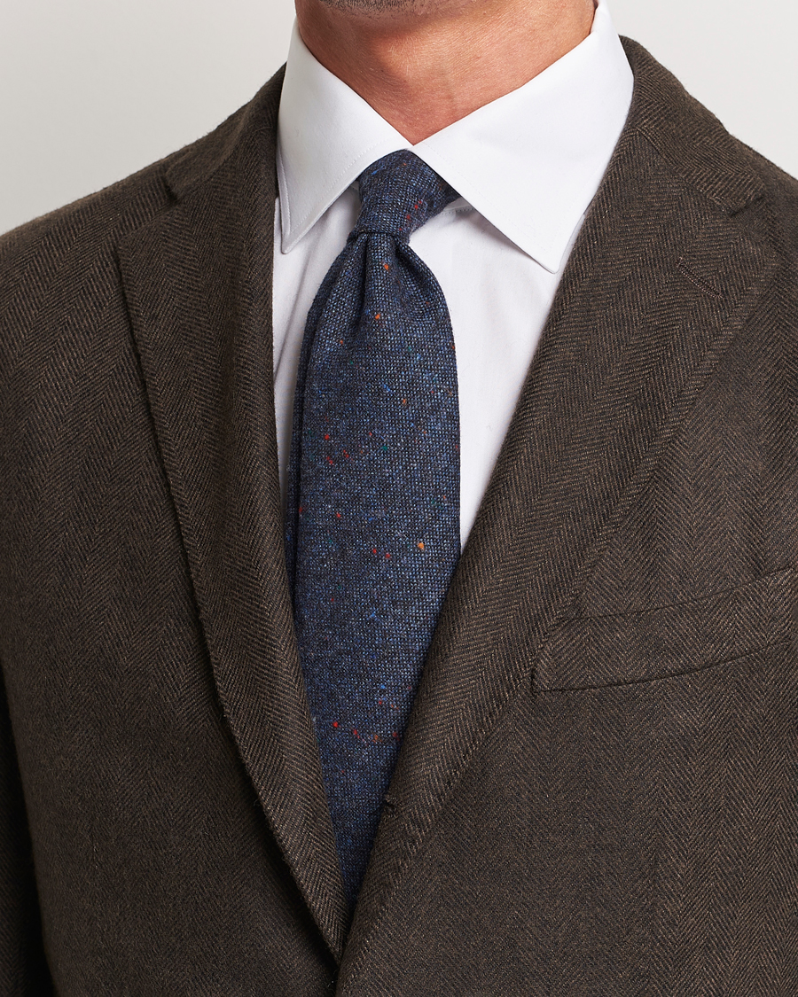 Herren |  | Amanda Christensen | Wool Donegal 8cm Tie Navy