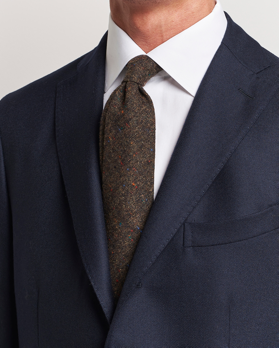 Herren | Amanda Christensen Wool Donegal 8cm Tie Brown | Amanda Christensen | Wool Donegal 8cm Tie Brown