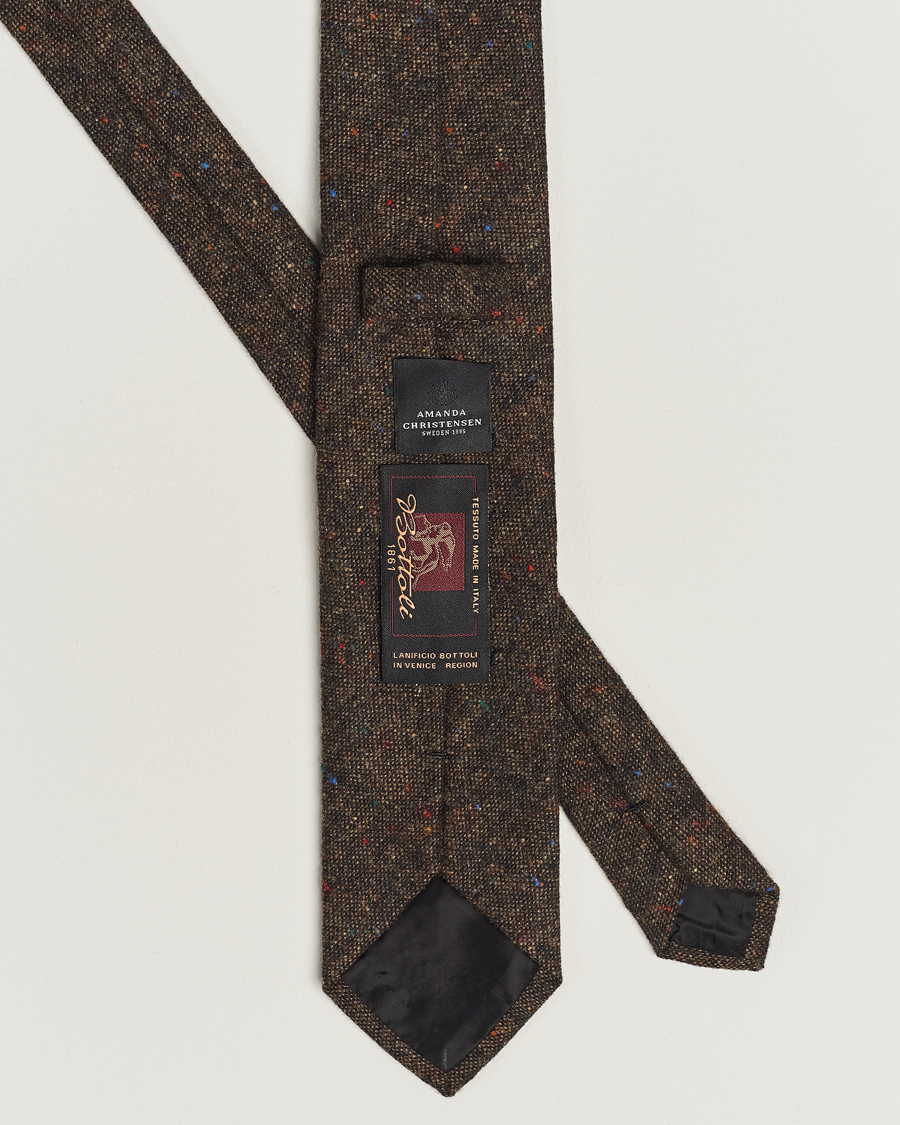 Herren | Amanda Christensen Wool Donegal 8cm Tie Brown | Amanda Christensen | Wool Donegal 8cm Tie Brown