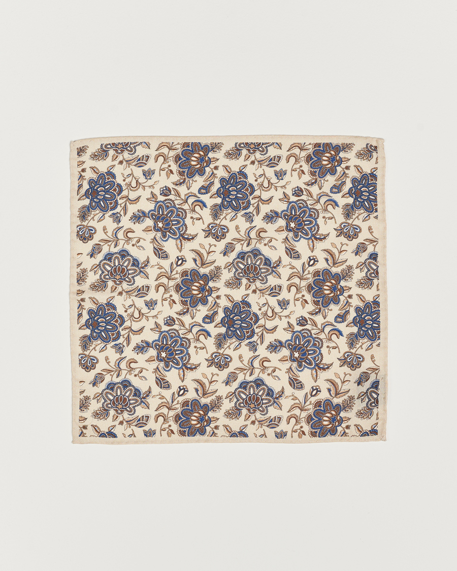 Herren | Einstecktücher | Amanda Christensen | Wool Flannel Large Flower Pocket Square Creme
