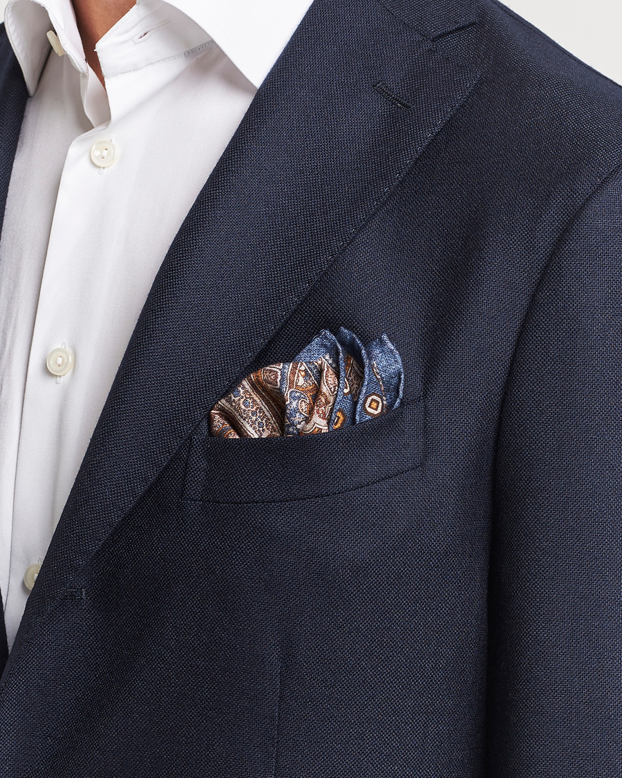 Herren | Amanda Christensen Cotton Flannel Doublefaced Pocket Square Navy | Amanda Christensen | Cotton Flannel Doublefaced Pocket Square Navy