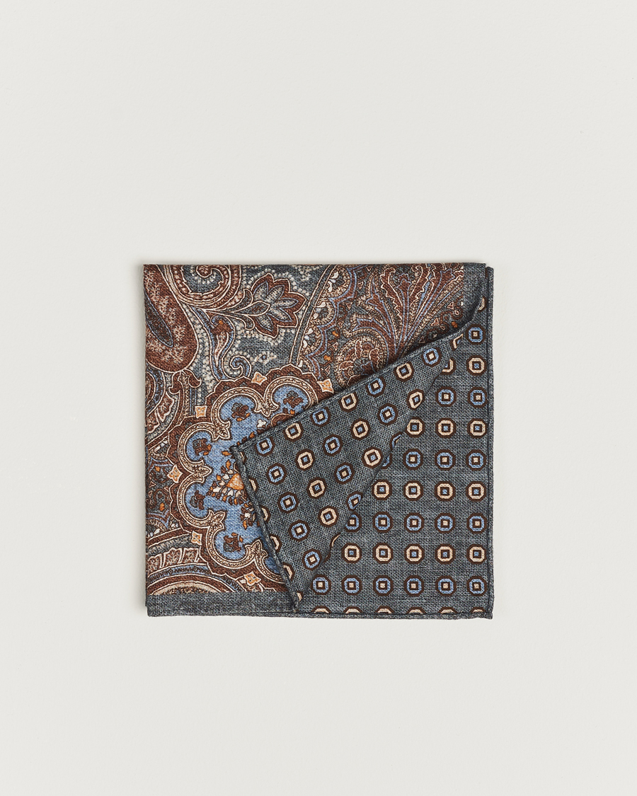 Herren | Amanda Christensen Cotton Flannel Doublefaced Pocket Square Grey | Amanda Christensen | Cotton Flannel Doublefaced Pocket Square Grey