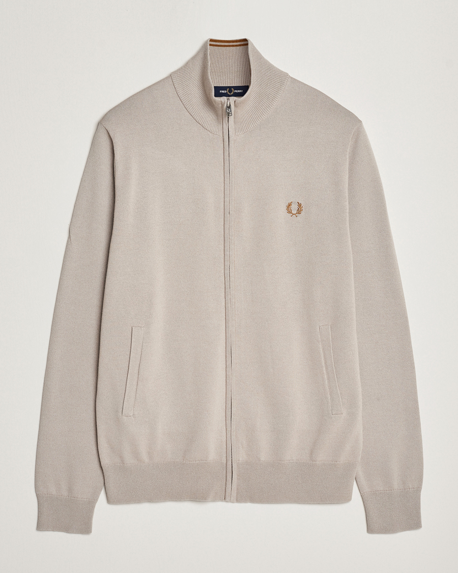 Herren | Fred Perry | Fred Perry | Knitted Zip Through Jacket Dark Oatmeal