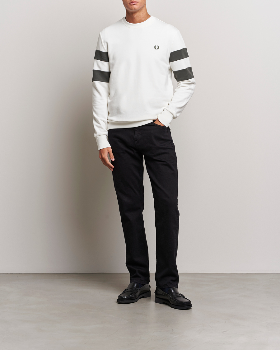 Herren | Pullover | Fred Perry | Tipped Sleeve Sweatshirt Snow Whiite