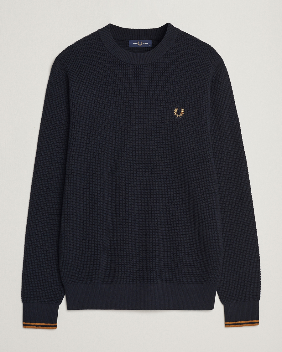 Fred Perry Waffle Stitch Jumper Navy bei Care of Carl