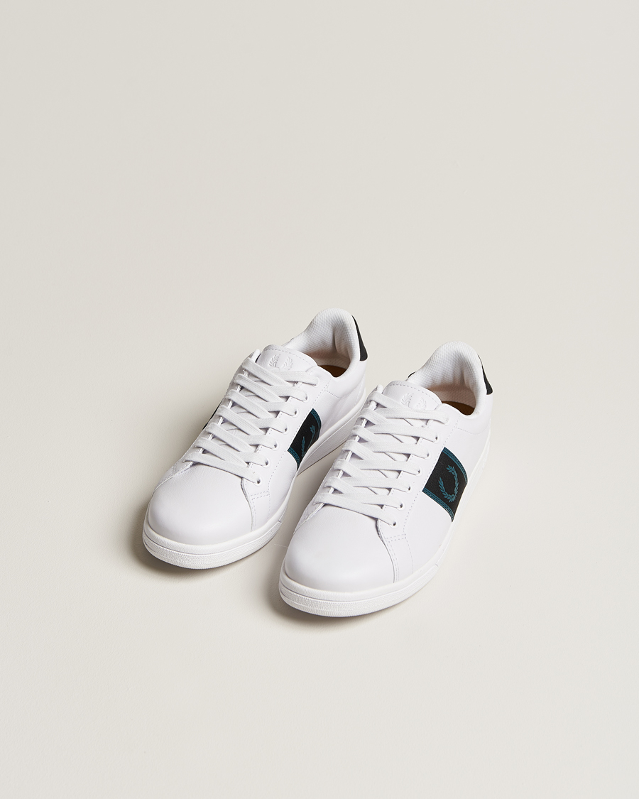 Herren |  | Fred Perry | B721 Leather Sneaker White/Petrol Blue
