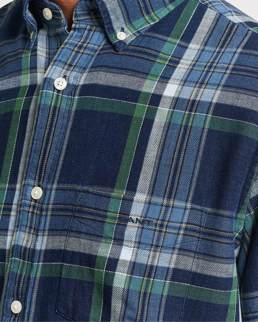 Herren | Hemden | GANT | Regular Fit Twill Checked Shirt Dark Indigo