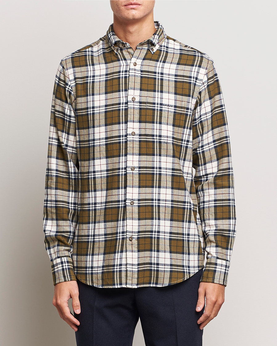 Herren |  | GANT | Regular Fit Flannel Checked Shirt Dark Cactus