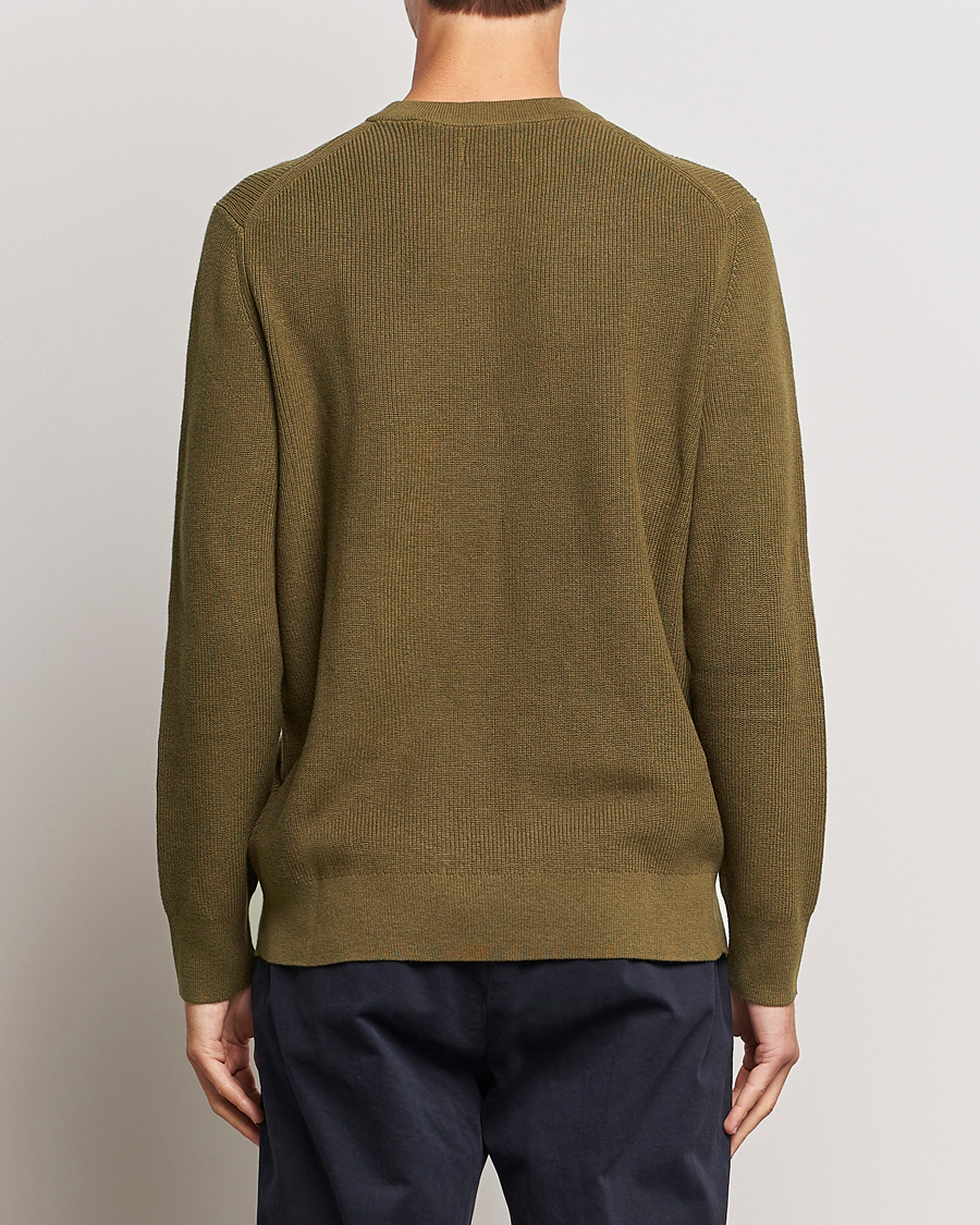 Herren | Pullover | GANT | Cotton/Wool Rib Knitted Crew Neck Dark Cactus