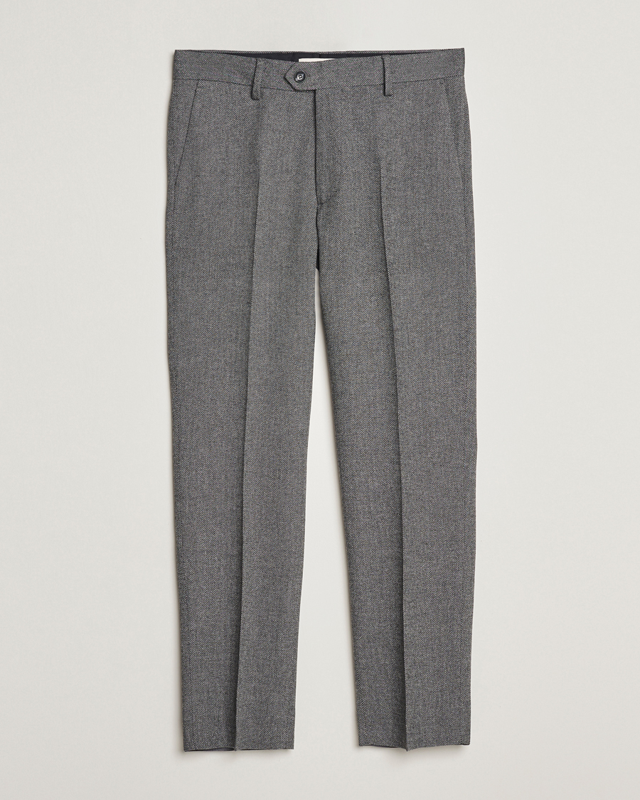 Herren | Hosen | Gant | Tapered Herringbone Wool Pants Black