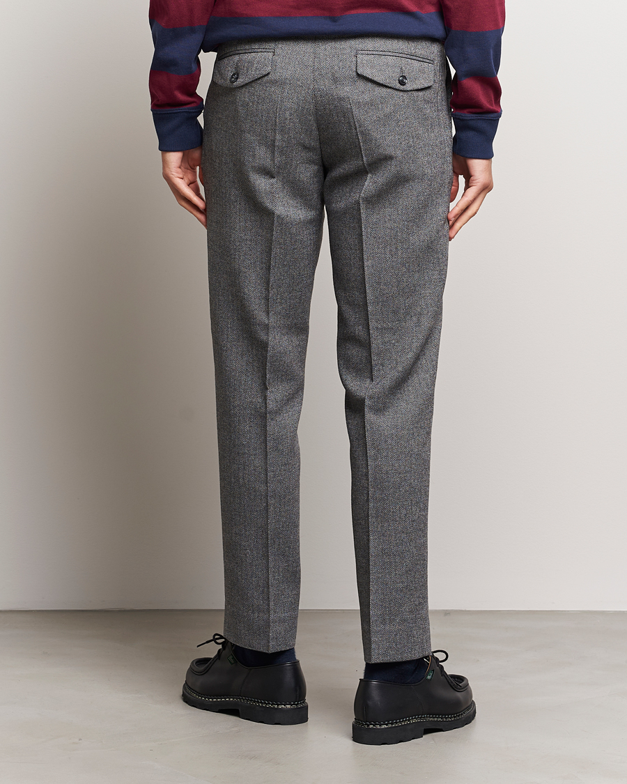 Herren | Hosen | Gant | Tapered Herringbone Wool Pants Black