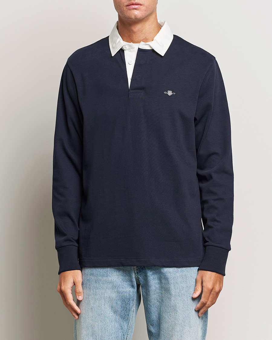 Herren | Rugbypullover | GANT | Solid Rugger Evening Blue