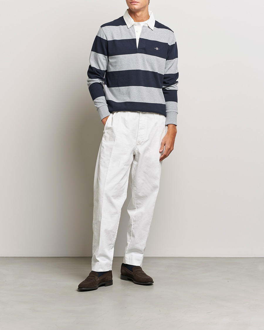 Herren | Pullover | GANT | Barstriped Rugger Grey/Navy