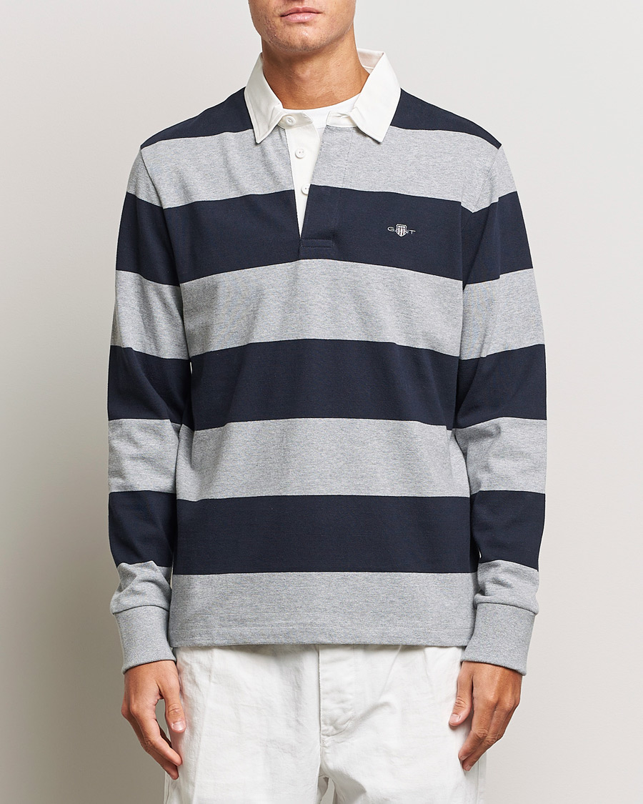 Herren | Pullover | GANT | Barstriped Rugger Grey/Navy