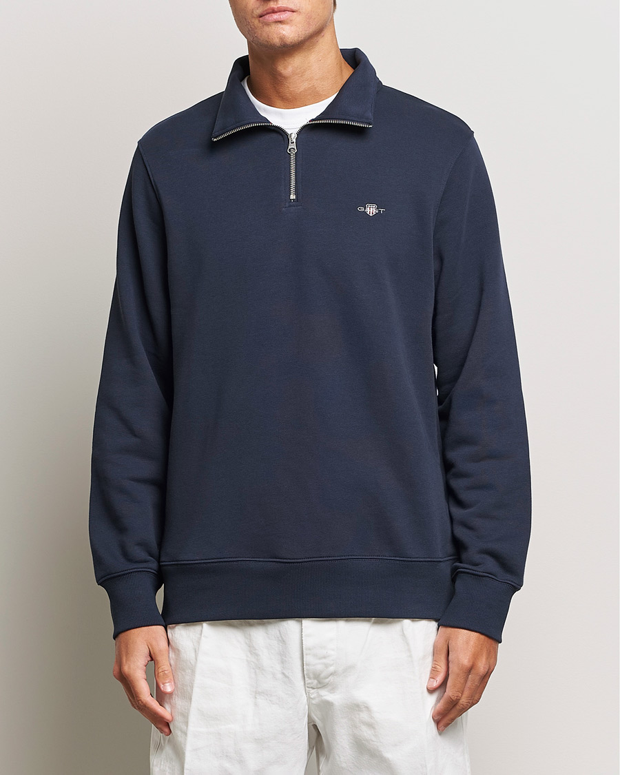 Men |  | GANT | Original Shield Half Zip Sweater Evening Blue