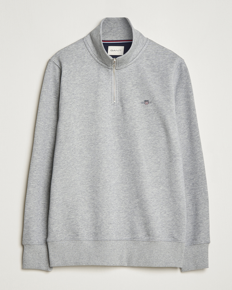 2062026 93 Gant heren polo grijs melange katoen stretch korte mouw 2062026 93 Gant heren polo grijs melange katoen stretch korte mouw
