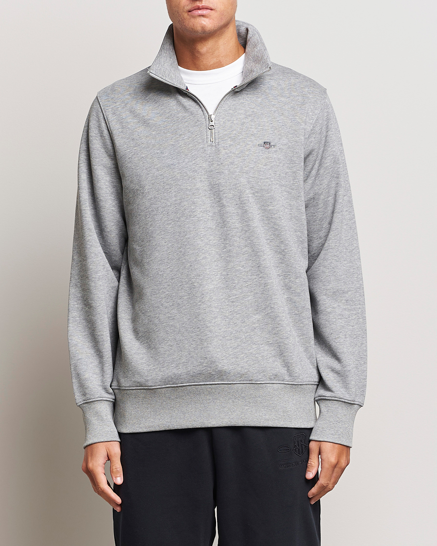 Herren |  | GANT | Original Shield Half Zip Sweater Grey Melange