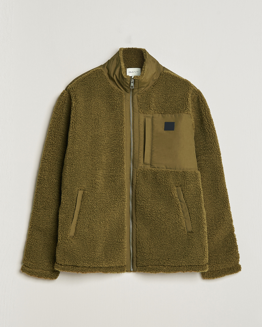 Herren | Pullover | GANT | Sherpa Fleece Full Zip Dark Cactus