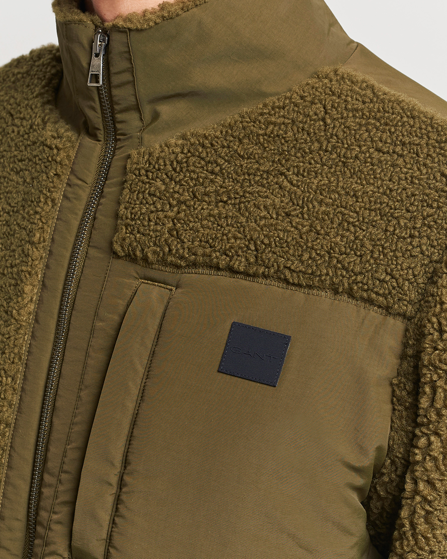 Herren | Pullover | GANT | Sherpa Fleece Full Zip Dark Cactus