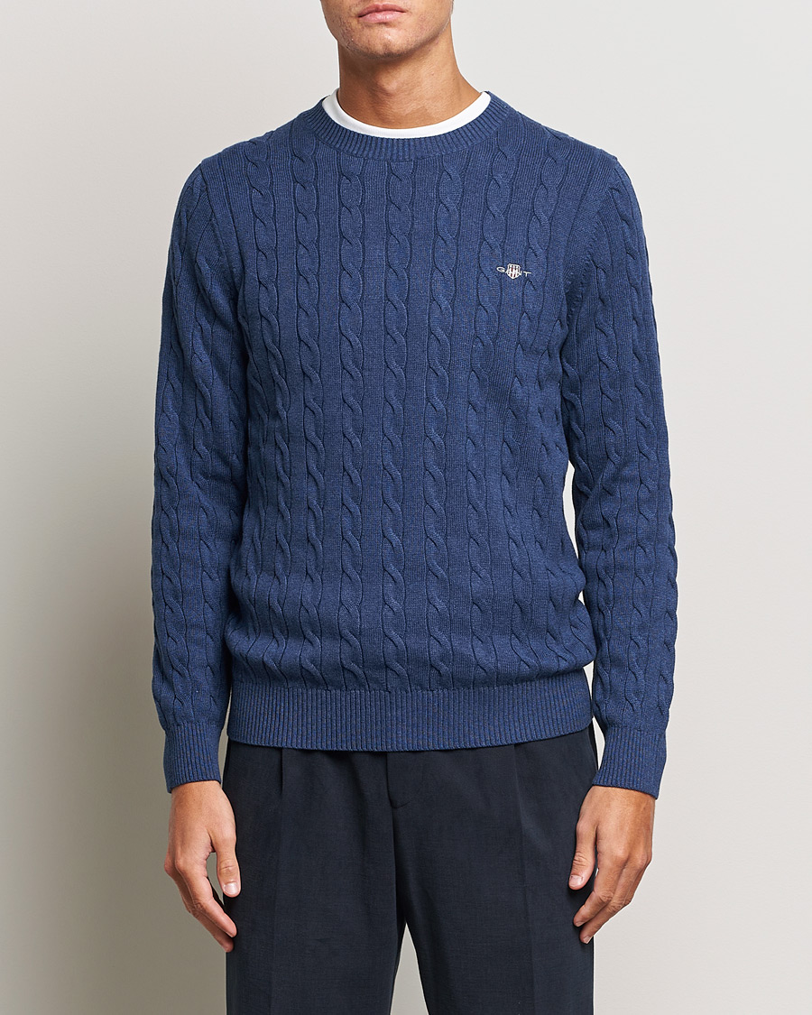 Herren |  | GANT | Cotton Cable Crew Neck Pullover Marine Melange