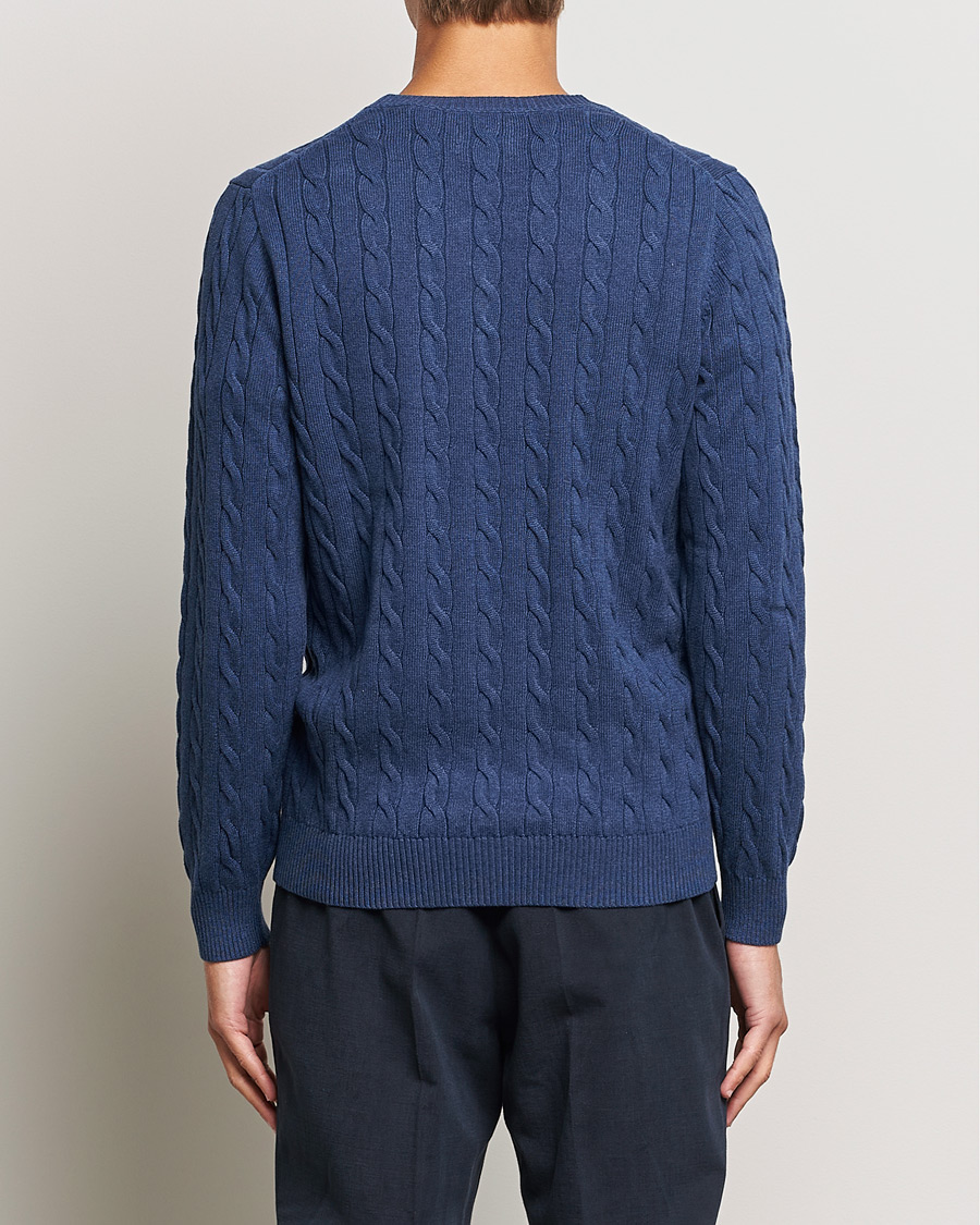 Herren | Pullover | GANT | Cotton Cable Crew Neck Pullover Marine Melange
